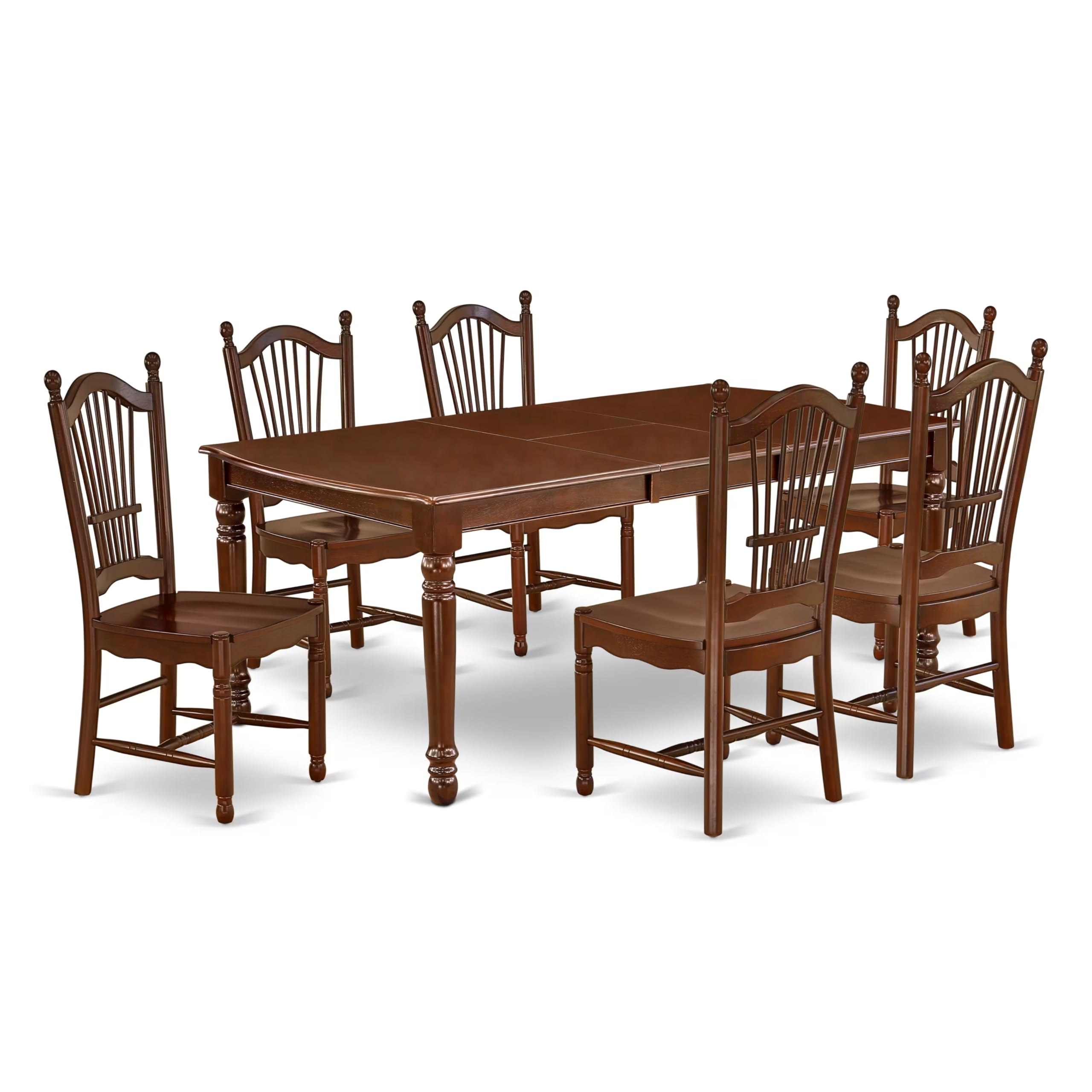East West Furniture Dodo7-Mah-W Dover 7 Piece Modern Set Consist Of A Rectangle Wooden Table With Butterfly Leaf And 6 Dining Room Chairs, 42X78 Inch, Mahogany